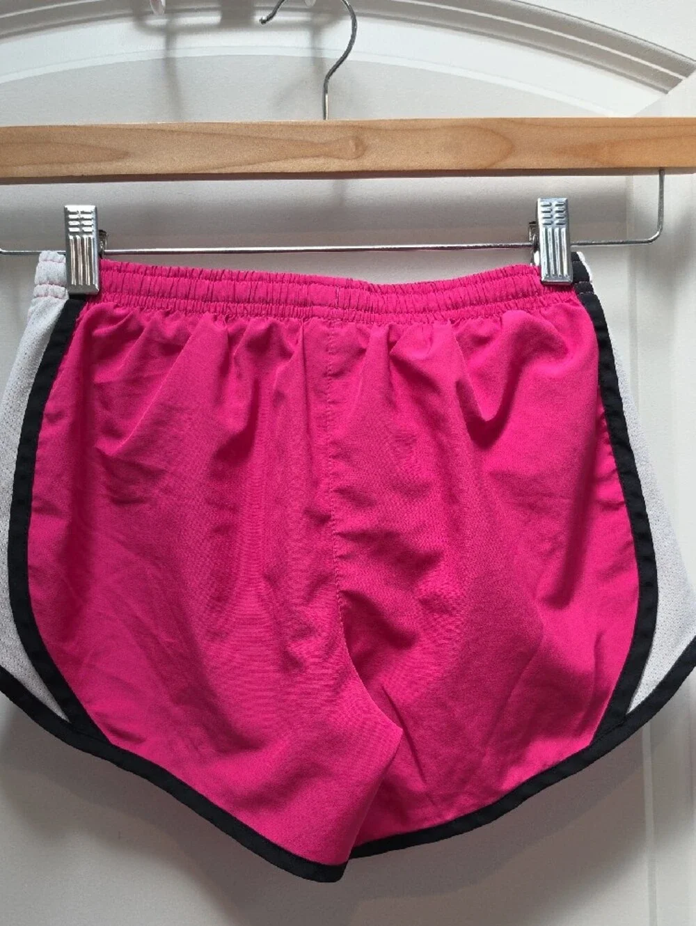 Nike Girls Bright Pink Running Shorts with Black Trim